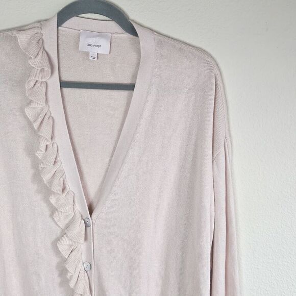 Cinq A Sept Tous Les Jours Gaetana Cardigan Womens Size L Ruffle Light Pink - Picture 7 of 8